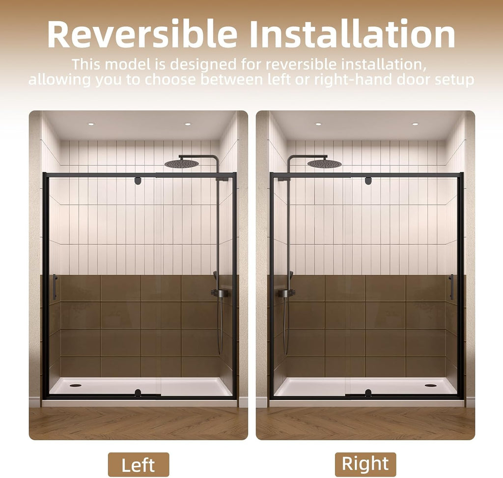 28-32' W x 72' H Pivot Glass Shower Door,Pivot Shower Door with 1/4'(6mm) Clear Glass,Mate Black