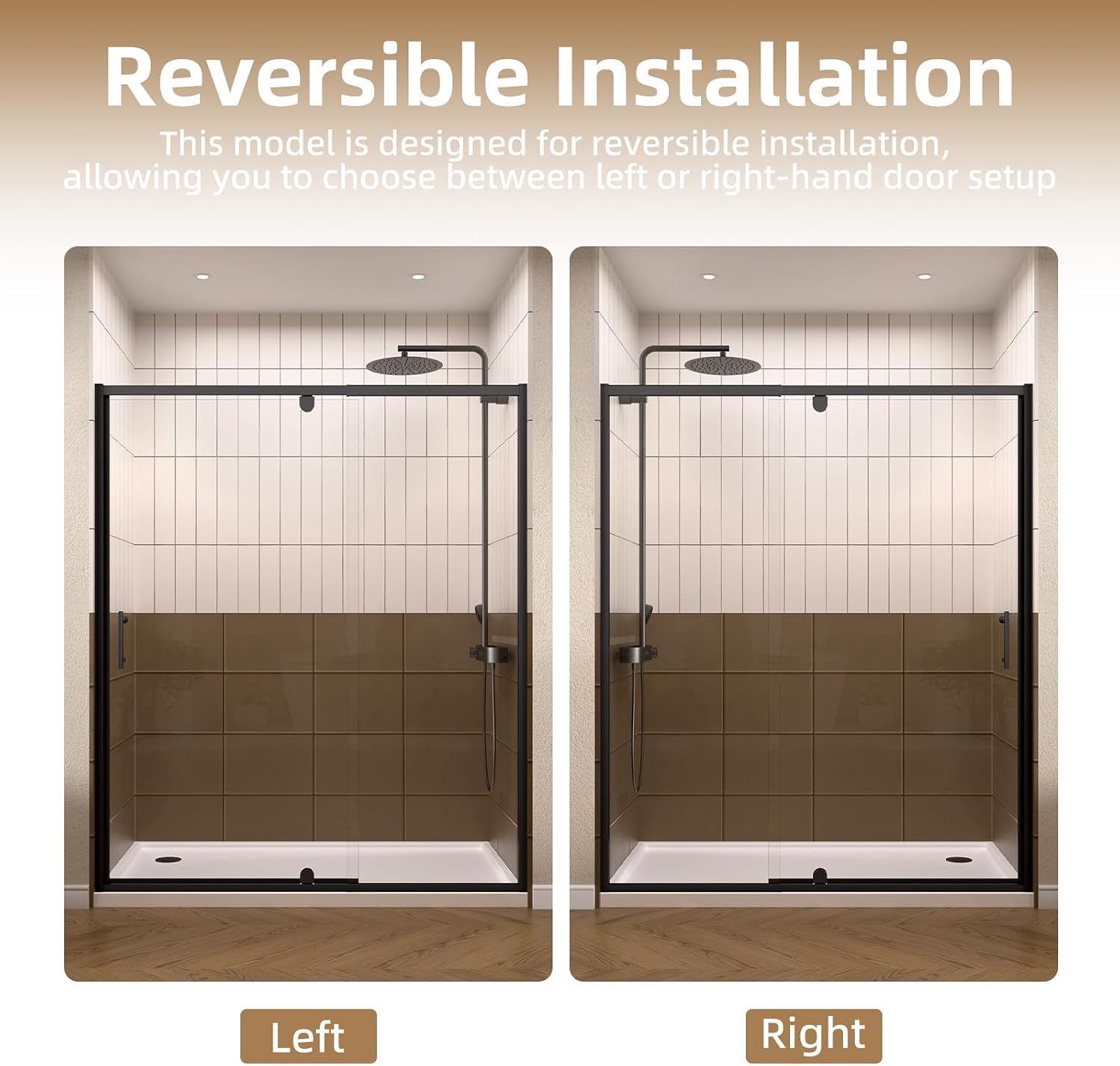 28-32' W x 72' H Pivot Glass Shower Door,Pivot Shower Door with 1/4'(6mm) Clear Glass,Mate Black