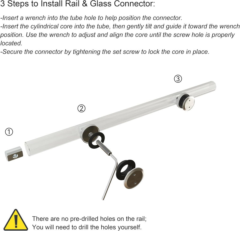 DIYHD 6.6ft Frameless Brushed Satin Stainless Steel Sliding Glass Shower Door Track barn Shower Door Hardware