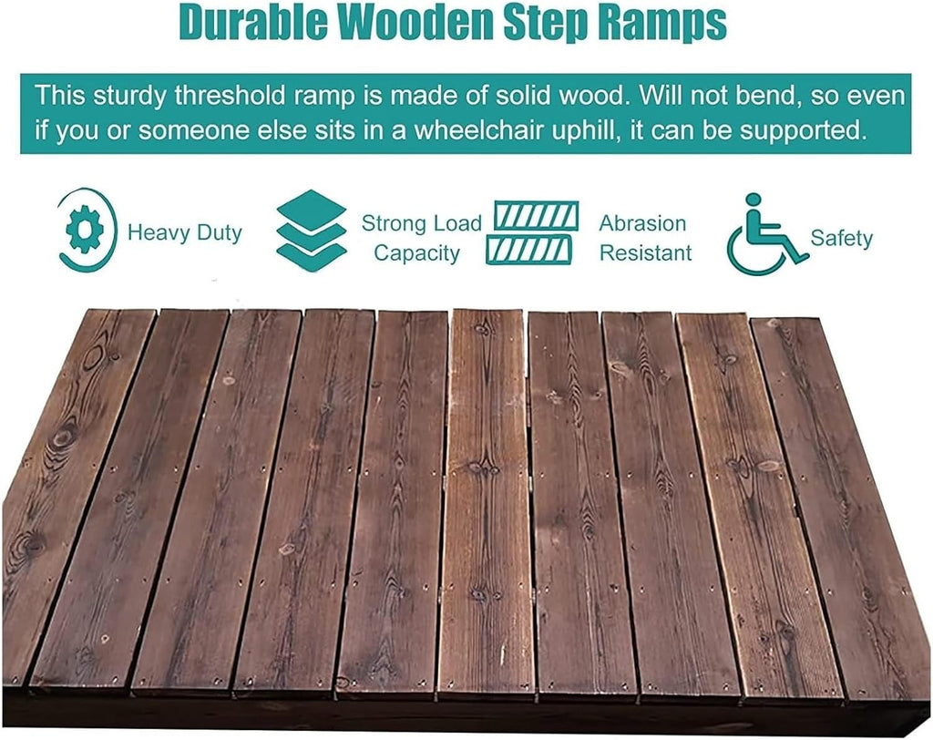 Threshold Ramp Wheelchair Ramp Solid Wood Threshold Ramp Entrance Transition Scooter Ramp for Doorway Home Roadside Slope Non-Slip Kerb Ramps Anti-Slip (Size : 90x70x20cm)