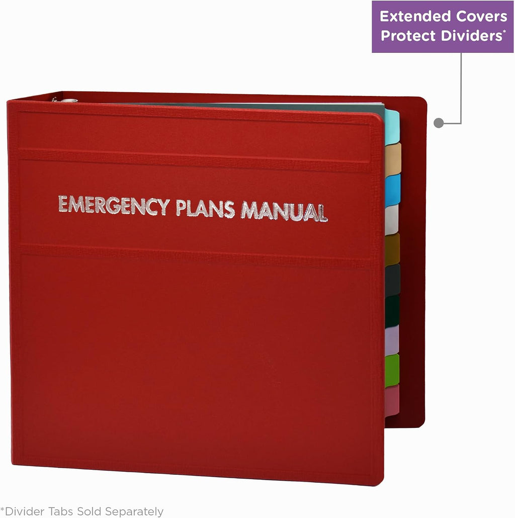 Carstens 4-Inch Heavy Duty Emergency Plans Round Ring Binder – Side Opening, Brick Red, Case of 10, Durable Plastic, No Pockets, Holds 600 Sheets, Made in USA (1891-3RCS)
