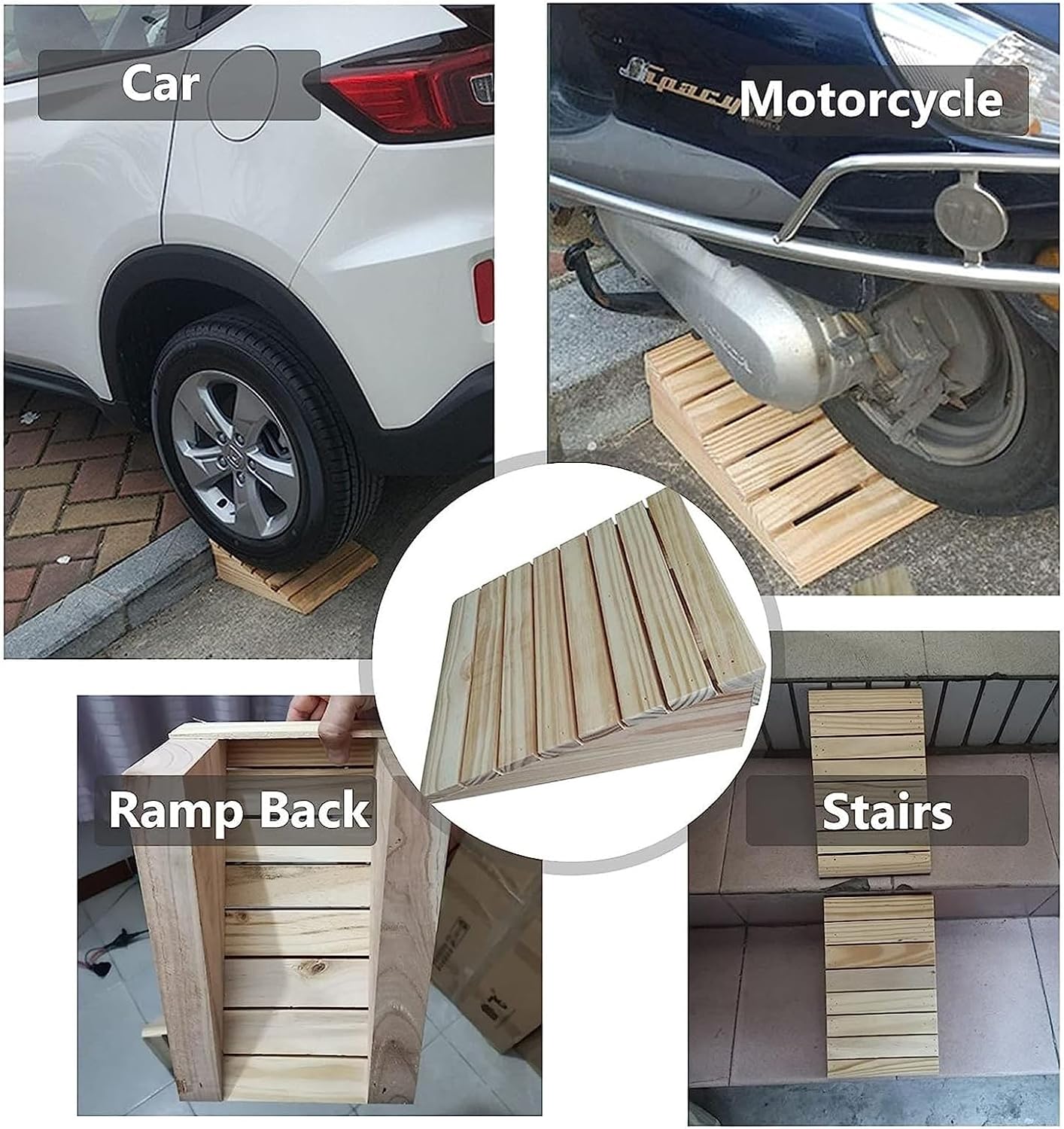 Solid Wood Curb Ramps, 715 cm Rise Portable Nonslip Threshold Ramps for Garage, Patio Door Shed, Loading Dock, Driveway Wheelchair Sidewalk (Size : 35x38.8x15cm/13.8x15.3x6in)