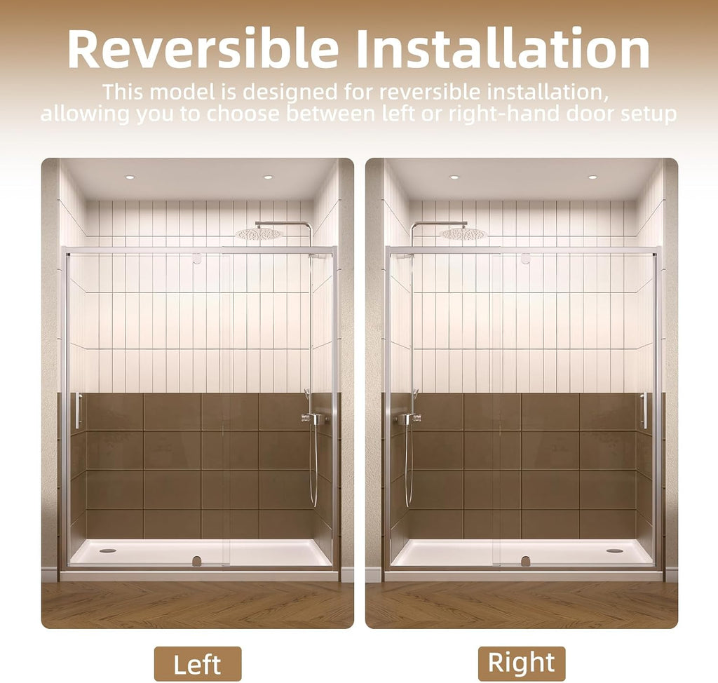 28-32' W x 72' H Pivot Glass Shower Door,Semi-Frameless Pivot Swing Glass Shower Door,with 1/4'(6mm) Clear SGCC Tempered Glass,Reversible Installation,Chrome Finish