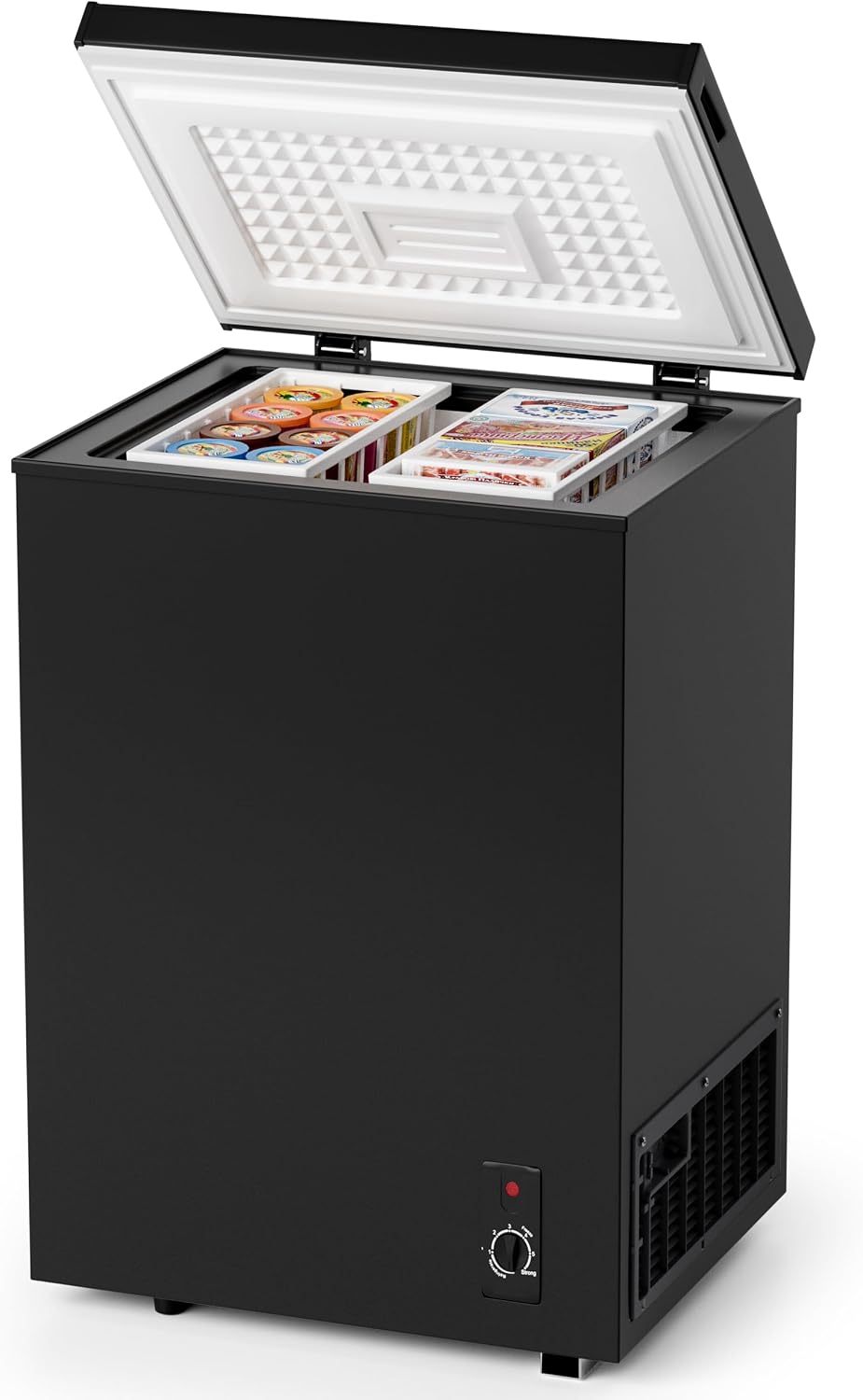 5.0 Cu.Ft Chest Freezer with 2 Removable Baskets - Energy Efficient and Ultra-Quiet Deep Freezer w/6 Temp - Manual Defrost, Free Standing Top Open Door for Home Garage Basement - Black