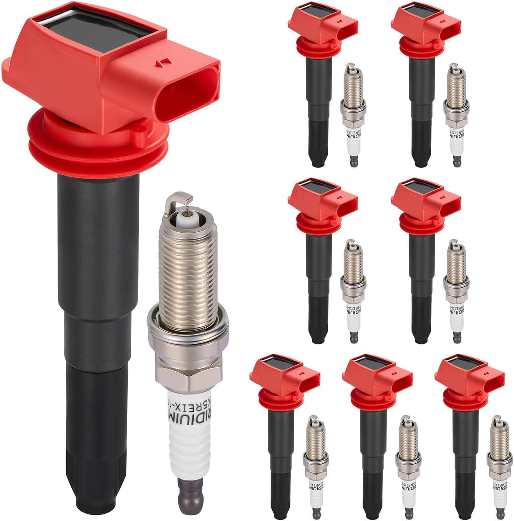 Ignition Coils UF660 & ASpark Plugs P5325 Fit for Porsche Panamera 10-16, Cayenne 08-14, 3.6L/4.8L V8 - Replaces 94860210402, 94860210404, 94860210406, 94860210410, 94860210411 (8PCS)