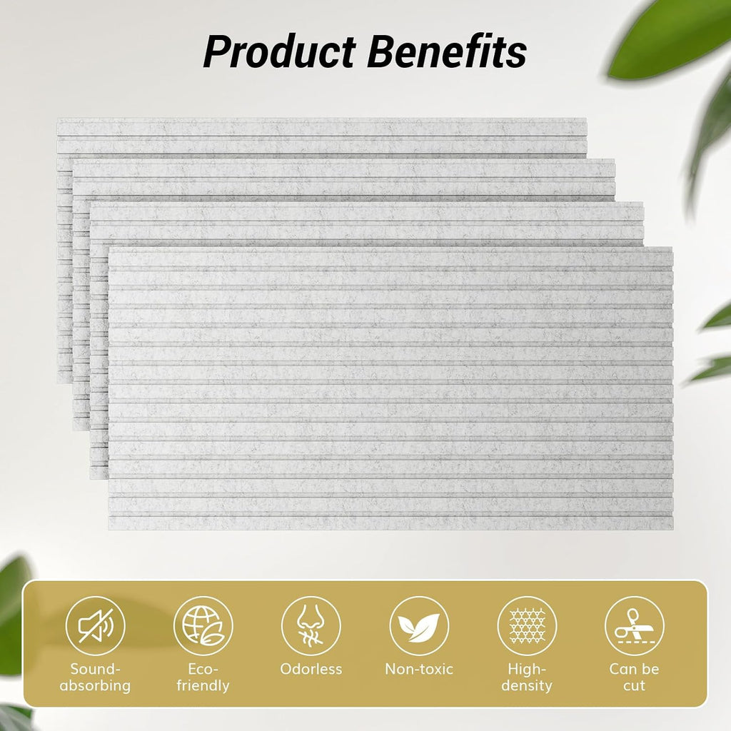 TONOR Dual-Layer Thickened Acoustic Wall Panels Self Adhesive, 8 pack 47.2'x23.6'x0.72' High Density Large Sound Proof Panels for Walls, Peel and Stick Wall Panels for Interior Wall Décor, Grey