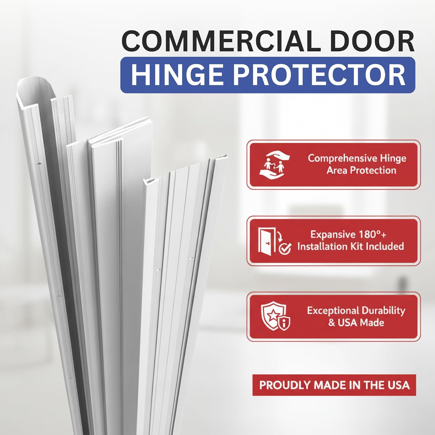 Commercial Door Hinges Finger Pinch Guard for Kids & Adults | Push & Pull Side Door Pinch Guard for Schools, Daycare Centres & Home | Finger Guard Door, USA Made, Black, 80'