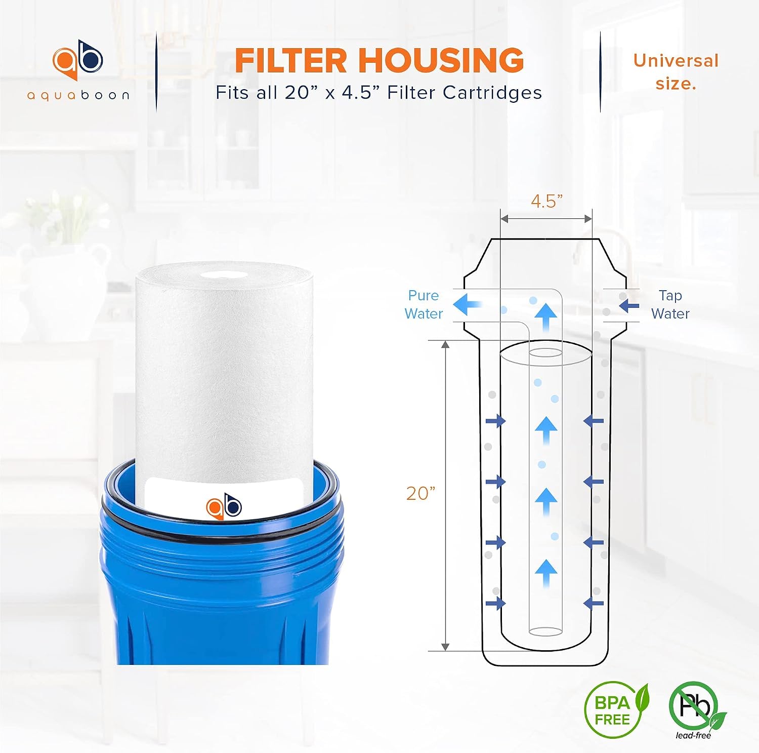 Aquaboon 1 Micron 20 x 4.5 Sediment Water Filter Replacement Cartridge | Whole House Sediment Filtration | Compatible with AP810-2, AP810-6, SDC-45-2005, FPMB5-20, P5-20, FP25B, 155358-43, 10 Pack