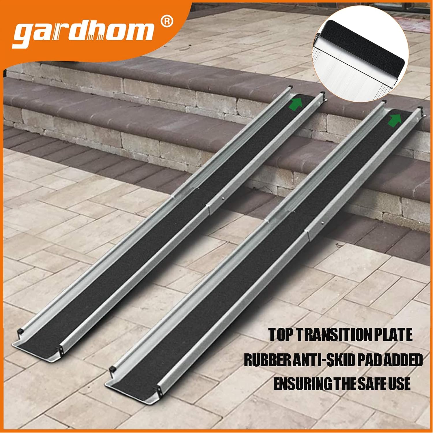 gardhom Bundled 3FT 7FT Portable Ramp Non Skid Aluminum Folding Handicap Ramp Wheel Chair Ramp for Steps Home Threshold Doorways Steps Stairs