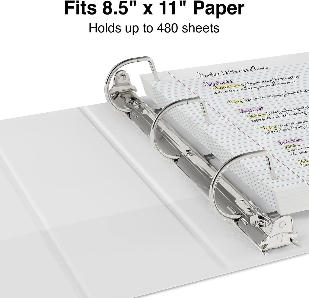 Staples 3‑Ring Binder, 1.5' D‑Ring, White, Mid‑Capacity Organizer for Home, Office & School, Holds up to 350 Sheets, 12‑Pack
