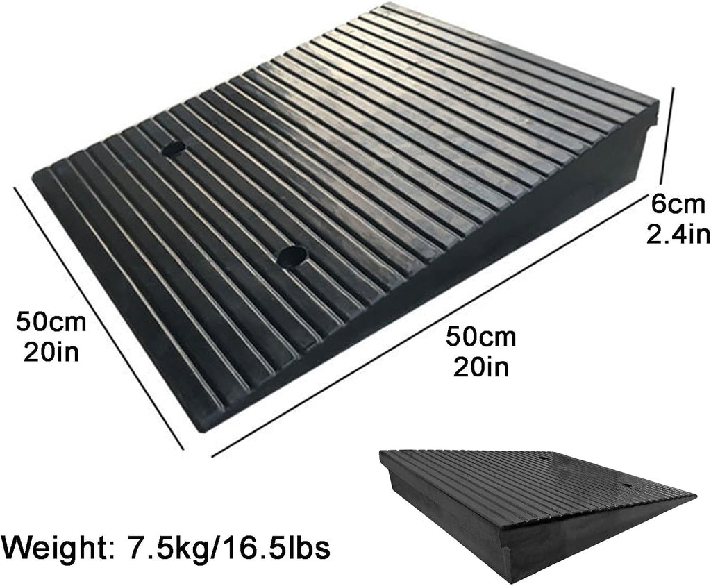 Driveway Ramp 2-5.5' Rise Rubber Heavy Duty Threshold Ramp 11023lbs for Kerb Vehicle Wheelchair Scooter Motorcycle(50 * 50 * 6cm/20 * 20 * 2.4in)