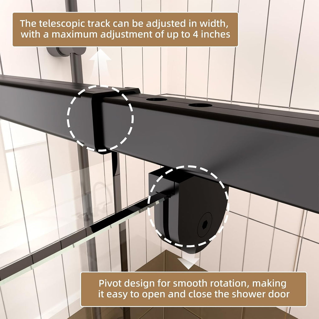 28-32' W x 72' H Pivot Glass Shower Door,Pivot Shower Door with 1/4'(6mm) Clear Glass,Mate Black