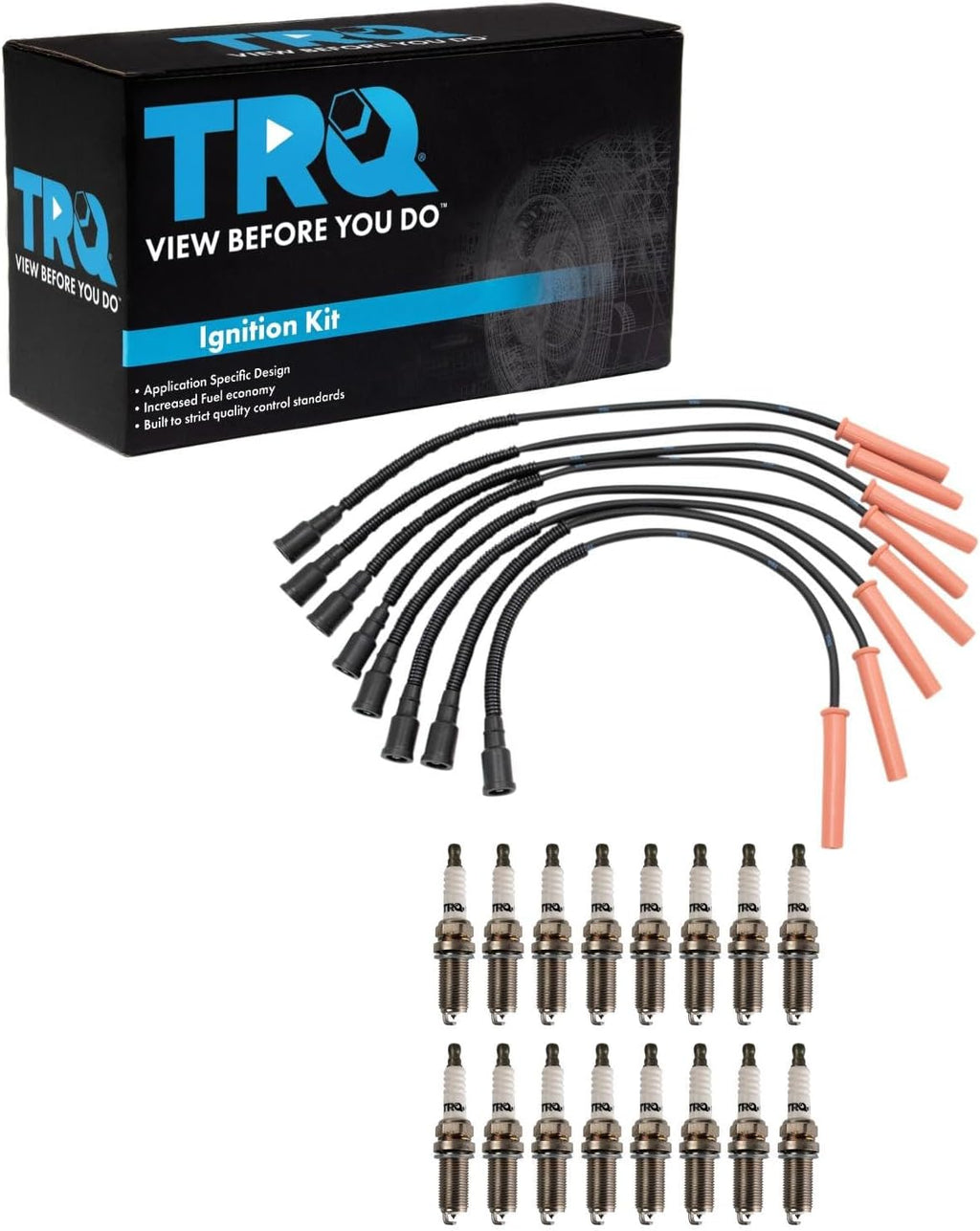 TRQ Spark Plug Kit 16 Piece Iridium Spark Plugs Compatible with 2010-2014 Ford F-150 2011-2016 F-250 Super Duty F-350 Super Duty