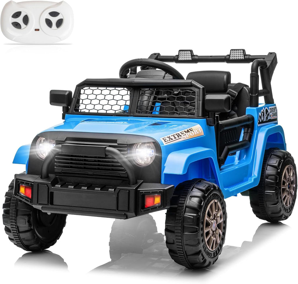 Winado 12V Electric Car for Kids, Ride on Truck for Toddlers with Remote Control, Battery Powered Kids Electric Vehicle to Drive w/Bluetooth, Soft Start, LED Lights - Blue
