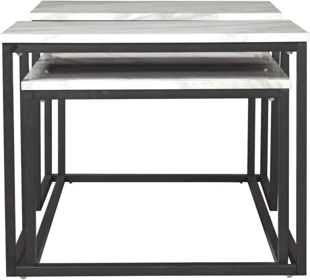 Signature Design by Ashley Donnesta Contemporary 3-Piece Table Set, Includes Coffee Table and 2 End Tables , Black & White