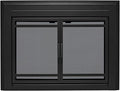 UniFlame - Kendall - Cabinet-Style Fireplace Doors with Smoke Tempered Glass (Color: Black, Size: Medium - Fits Opening 30in to 37in W x 25.5in to 32.5in H)