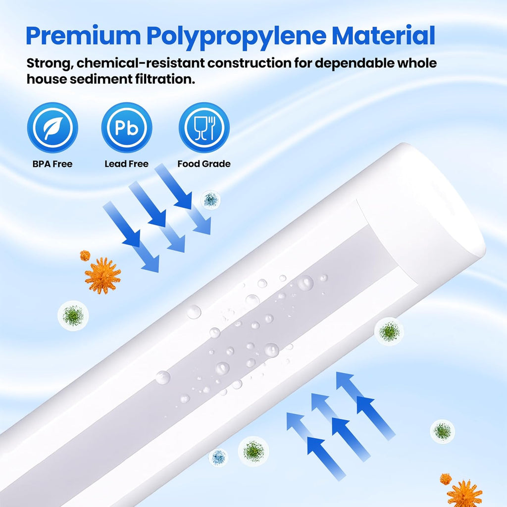 20 Micron Sediment Filter - Whole House Water Filter Cartridge - High-performance 20-inch Replacement - Compatible with All Whole House Water Filter System - (20 X 4.5, 10 Count)