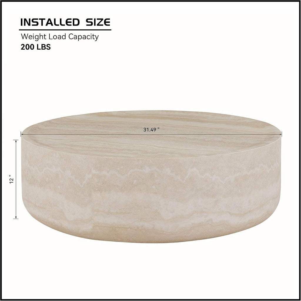 LUMISOL Round Coffee Table for Living Room, Modern Faux Marble Center Table, Accent Circle Tea Table for Bedroom, Office, Apartment, No Need Assembly, 31.49'L x 31.49' W x 12' H, Marble