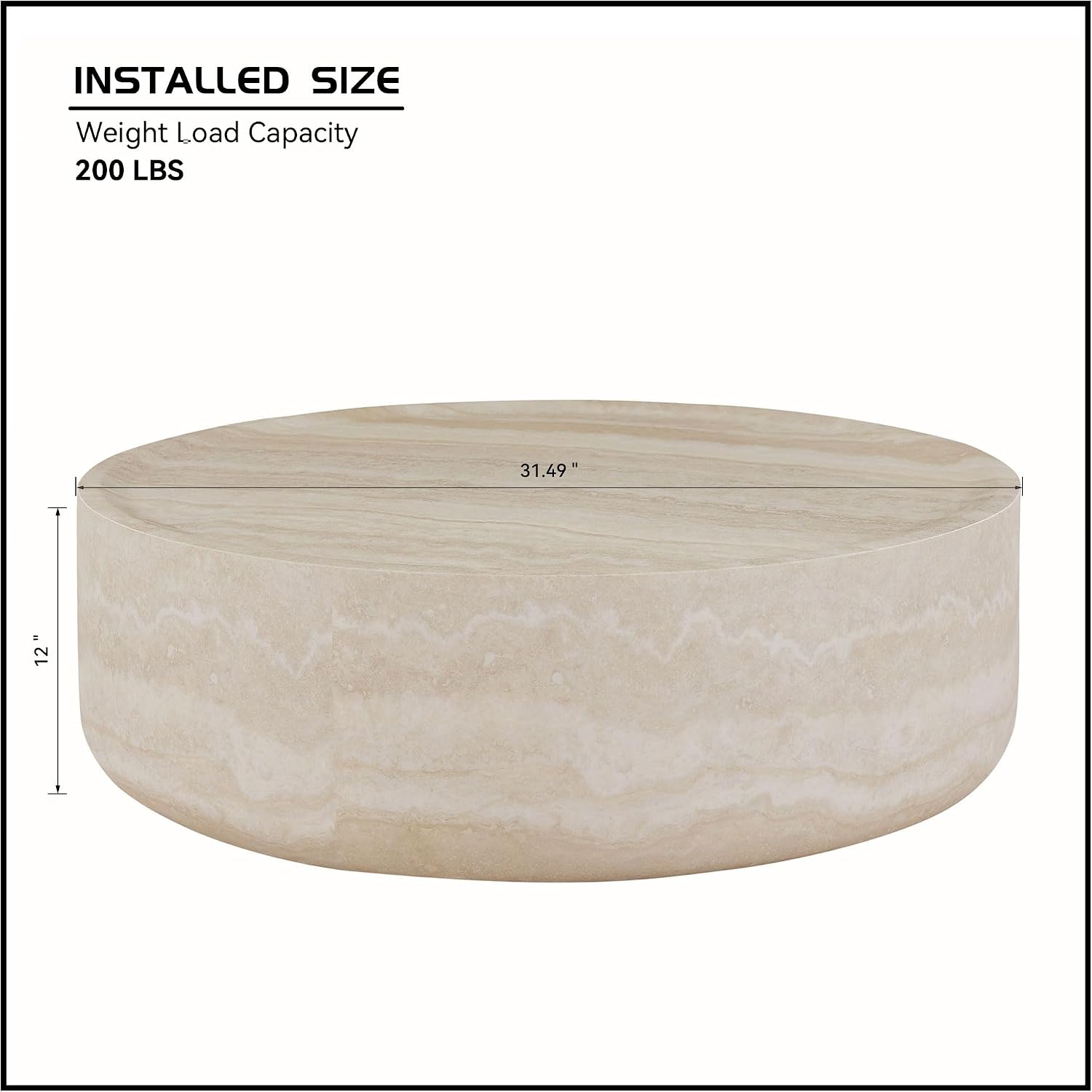 Round Faux Marble Coffee Table Modern Round Coffee Table Drum-Shape Center Table for Living Room Reception Room Office