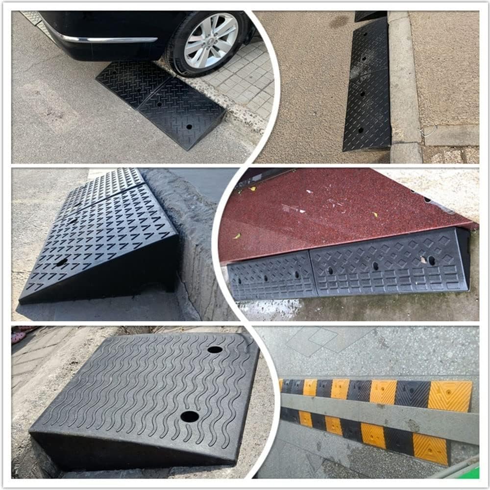 ZJIEX Rubber Wheelchair Ramp, 2in/ 2.5in/ 3in/ /4in /5in Rise Threshold Ramp, Non-Skid Driveway Curb Ramp, Kerb Ramp for Car, Vehicle, Scooter, Bike, Trolley (Size : 100x35x11cm/(39.4x13.8x4.3in))