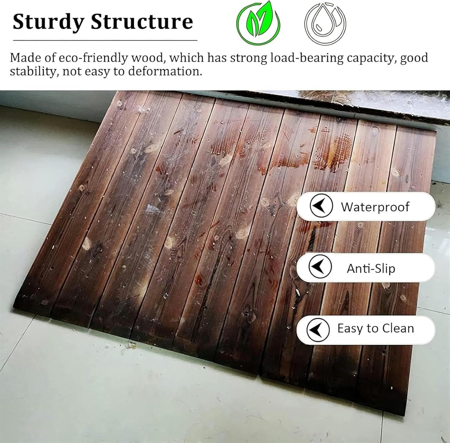 Threshold Ramp, 10'/8'/7'/4' Rise Wooden Threshold Ramps for Doorways, Non-Slip Durable Entry Ramp for Home/Garden Step/Sheds Doors