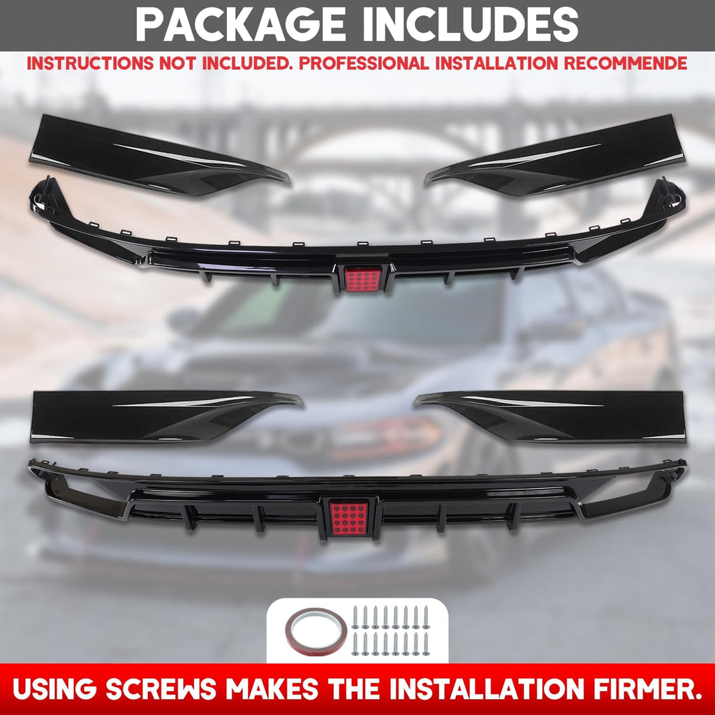 Front Bumper Lip Splitter Spoiler for 2018-2020 Honda Accord, Front Lower Bumper Valance Air Dam Deflector for 10th Gen Honda Accord Front Bumper Protector Accessories (Diffuser- Glossy Black)