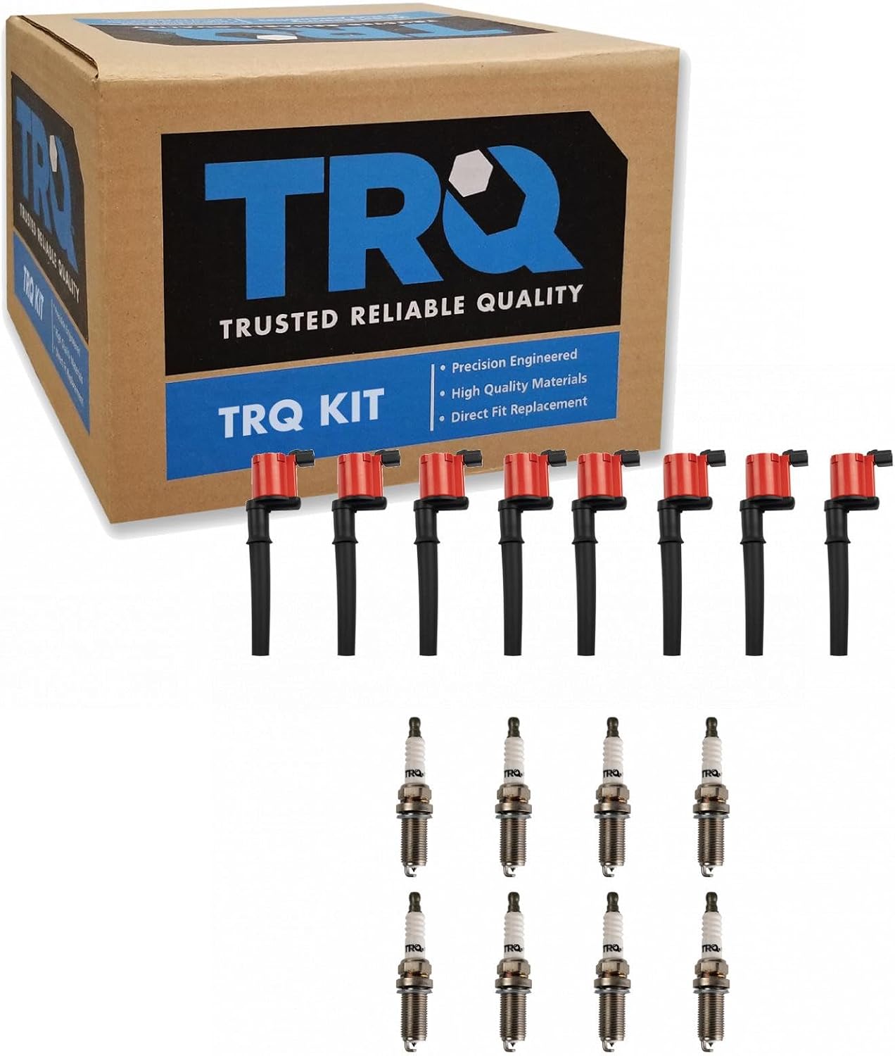 TRQ Ignition Coil & Spark Plug Kit 16 Piece Iridium Spark Plugs Compatible with 1999-2014 Ford Mustang 1997-2005 Lincoln Aviator Continental Mark VIII Navigator Blackwood 2001-2007 Panoz Esperante