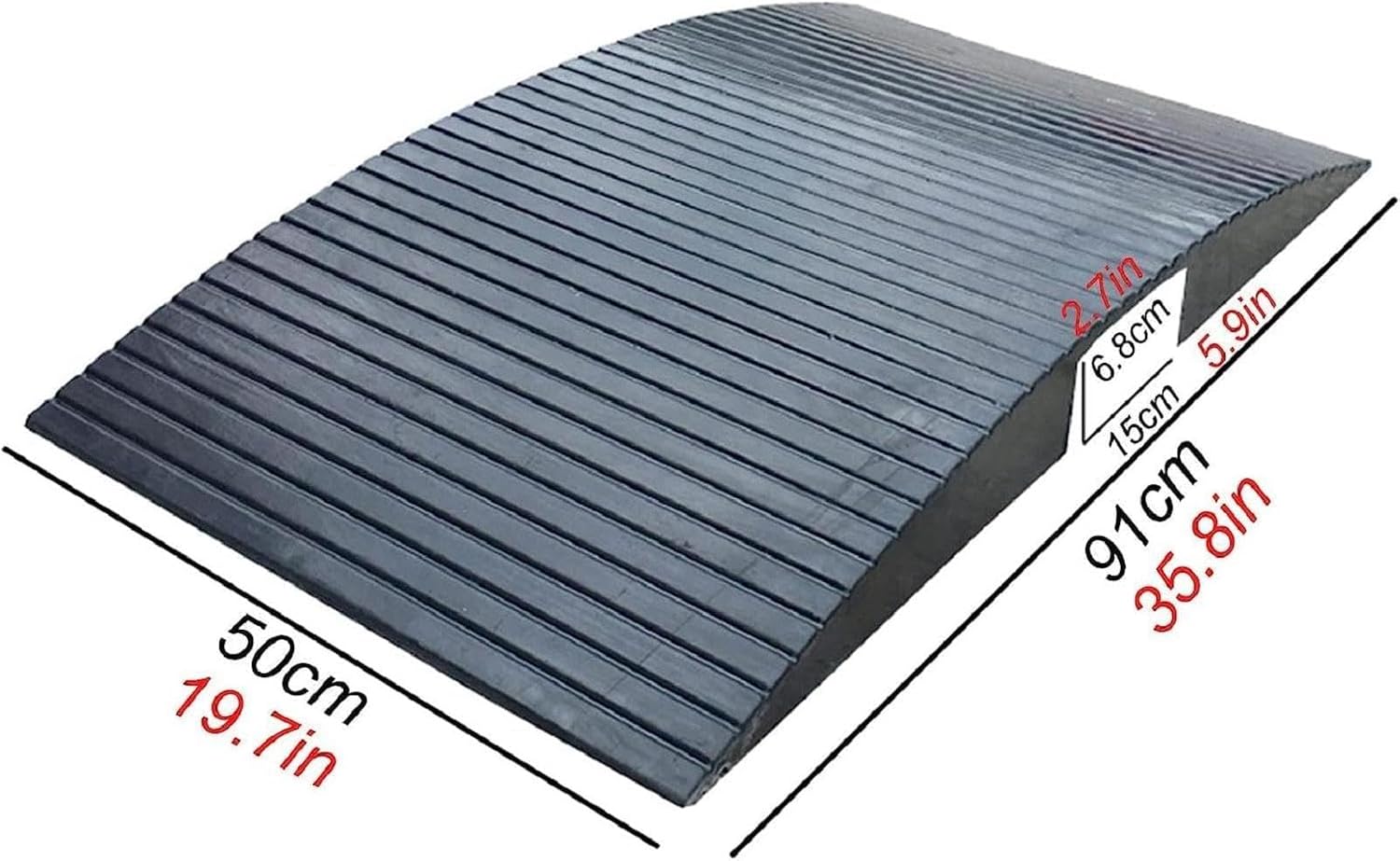 Wheelchair Ramp for Doorways,Portable Rubber Bridge Threshold for Shower/Patio Door/Garage DIY/Cars/Home Shed,2-3inch Rise with Supporting Frame and Non-Slip Surface Transition Ramp