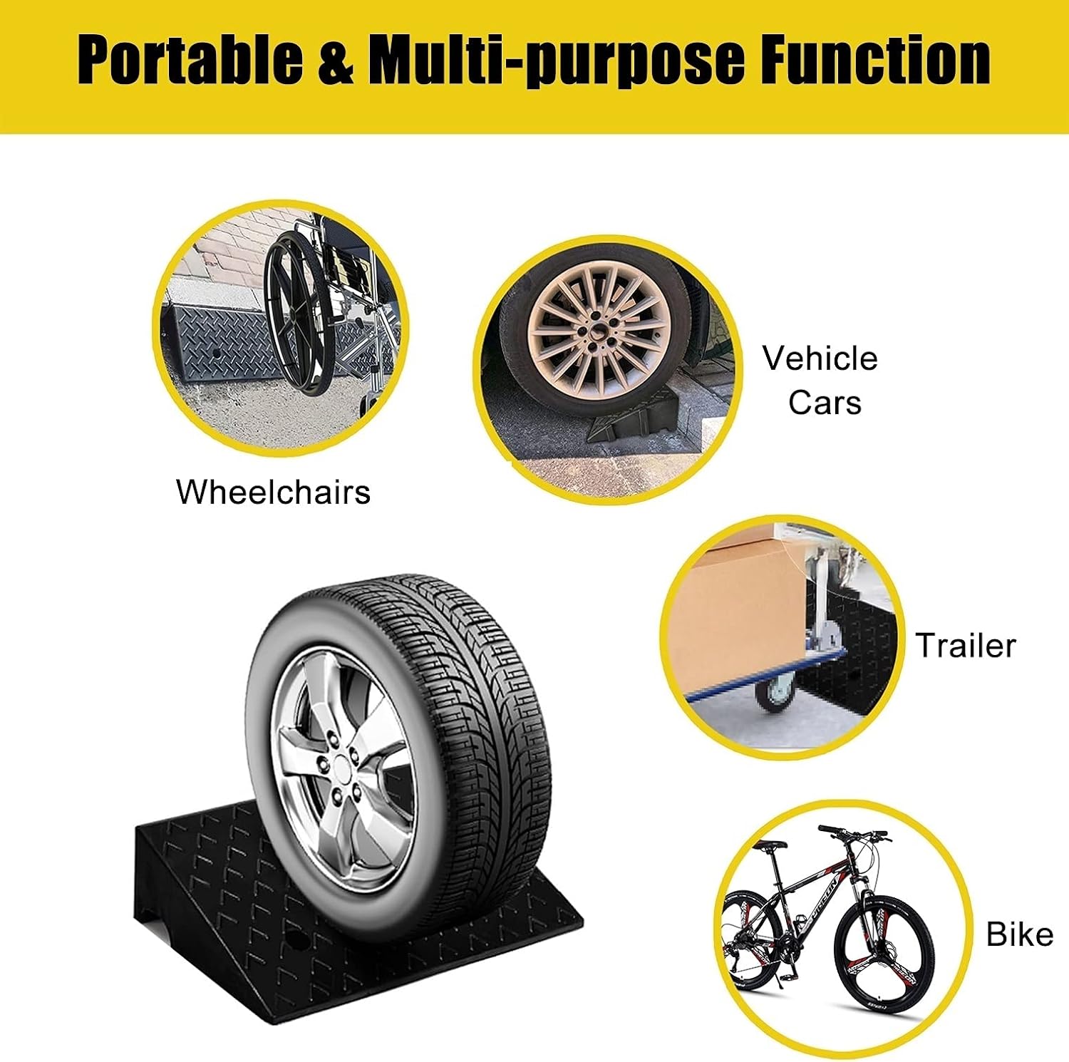 Non-Slip Wheelchairs Ramp for Curb/Doorways/Driveway/Steps, 1.5inch / 2inch / 3inch / 4inch Rise, Outdoor Heavy Duty Rubber Threshold, Load 3tons (Size : 10cm/3.9in)