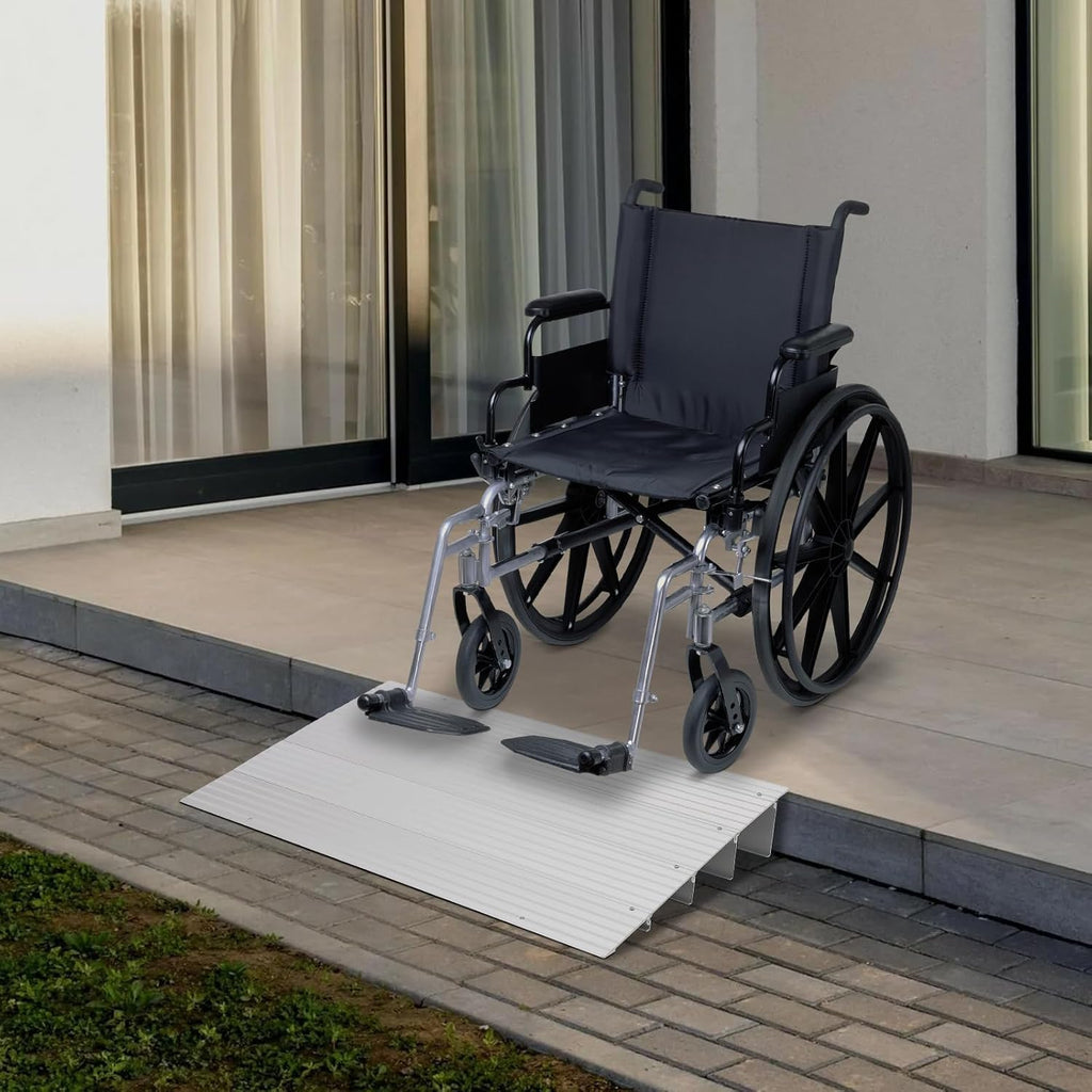 Aluminum Threshold Ramp for Doorways – 4' Rise, 700LB/320kg Capacity, Heavy Duty, Adjustable Metal Entry Ramp for Wheelchairs, Mobility Scooters, Bikes, Strollers – Home Steps – Threshold