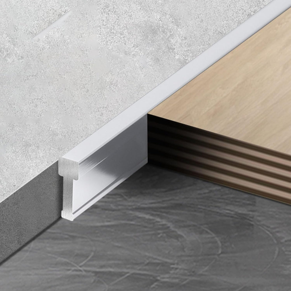 Floor Transition Strip for Doorway, Cuttable T-Shape Edge Banding/ Threshold Nosing Strip for Joining Floor Gaps, 36'' 47'' 52'' 63'' 60'' Long Decorative Metal Carpet Edge Trim(Silver 1.5cm/3/5'',140