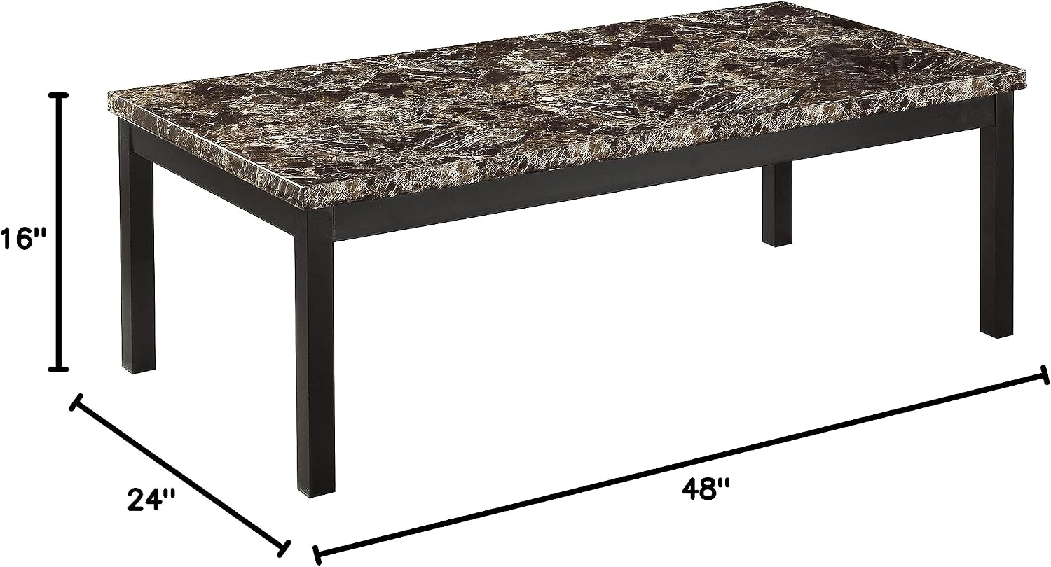 Lexicon Malaya 3-Piece Set Faux Marble Occasional Table, Brown