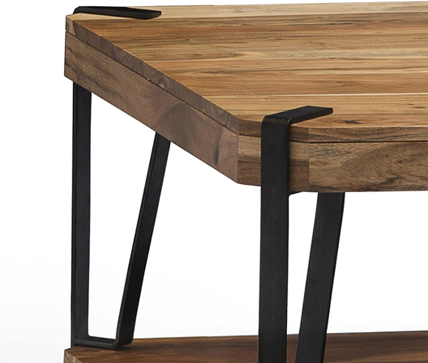 Ryegate Large Coffee Table, 48 Inch Natural Solid Acacia Wood with Unique Live Edge and Metal Frame, Industrial Modern Style, Durable Construction with Clear Natural Finish, Ideal for Living Room