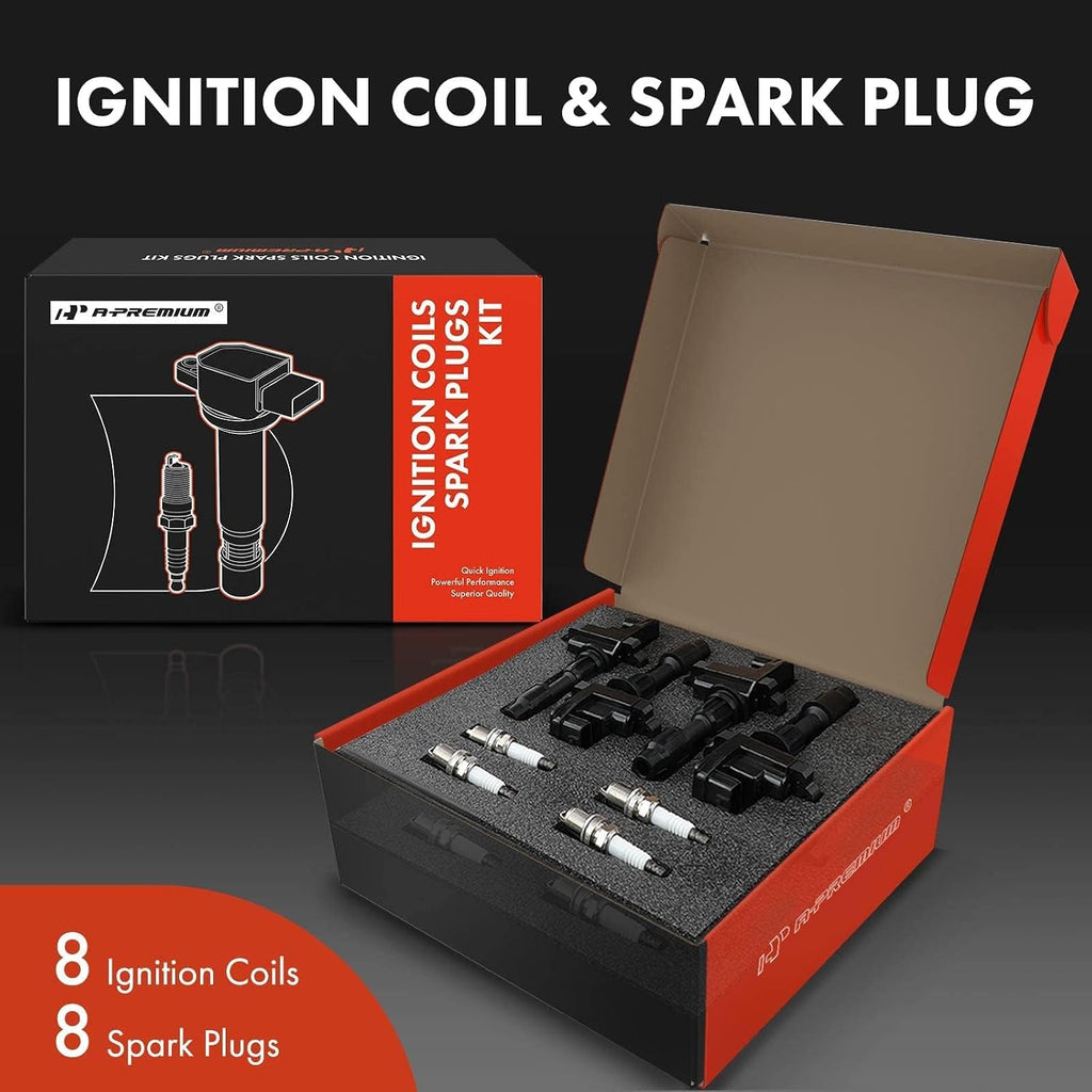 A-Premium Set of 8 Ignition Coil Pack and Iridium Spark Plugs Compatible with Infiniti Q45 1997 1998 1999 2000 2001 V8 4.1L