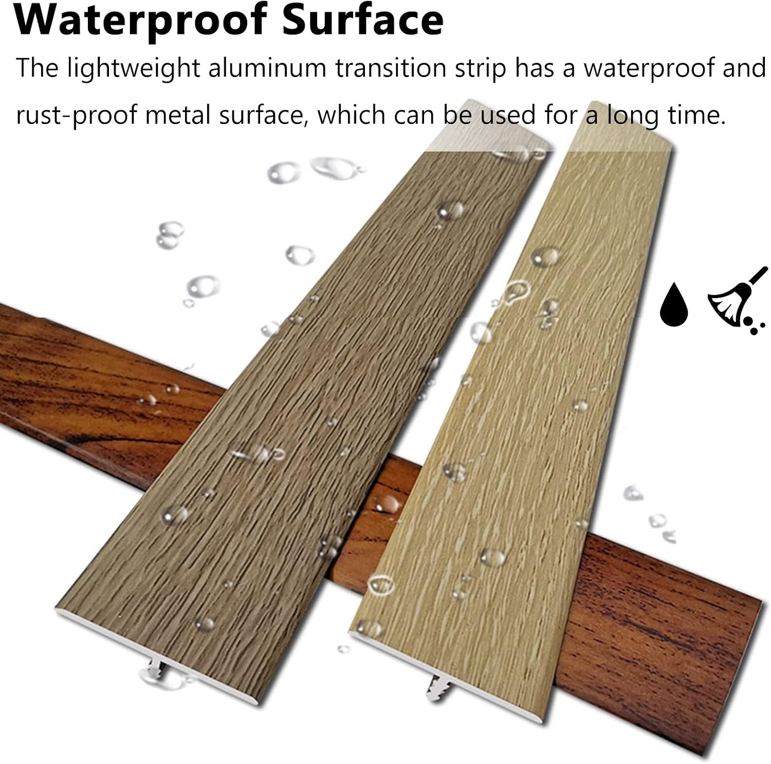 Metal T Molding Transition Strip, Carpet Edge Trim Self Adhesive, Gray Reducer Doorways Threshold Ramp for Flat Floor, Wood Effect Edging Strips (Color : Width 33mm, Size : Length 100cm (39.4in))