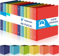 Fulmoon 48 Pack 3 Ring Plastic Binders 2 Inch Bulk with 2 Pockets, Flexible Binder Loose Leaf Hardcover, Fit 12' x 10' US Letter Size Paper, for School Office Home, 6 Colors(Vibrant)