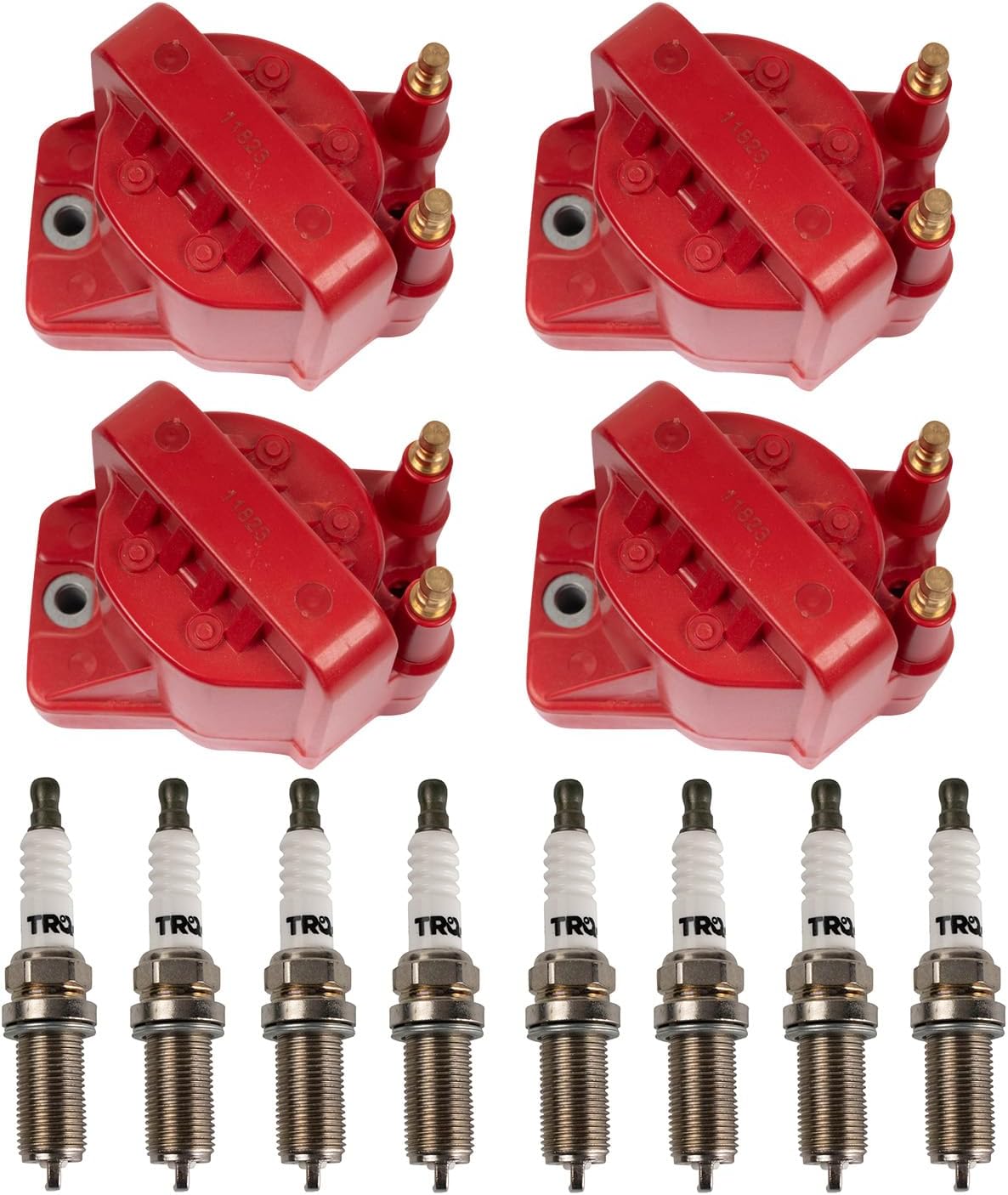 TRQ Ignition Coil and Spark Plug Kit 12 Piece Iridium Spark Plugs Compatible with 1990-1991 Chevrolet Corvette