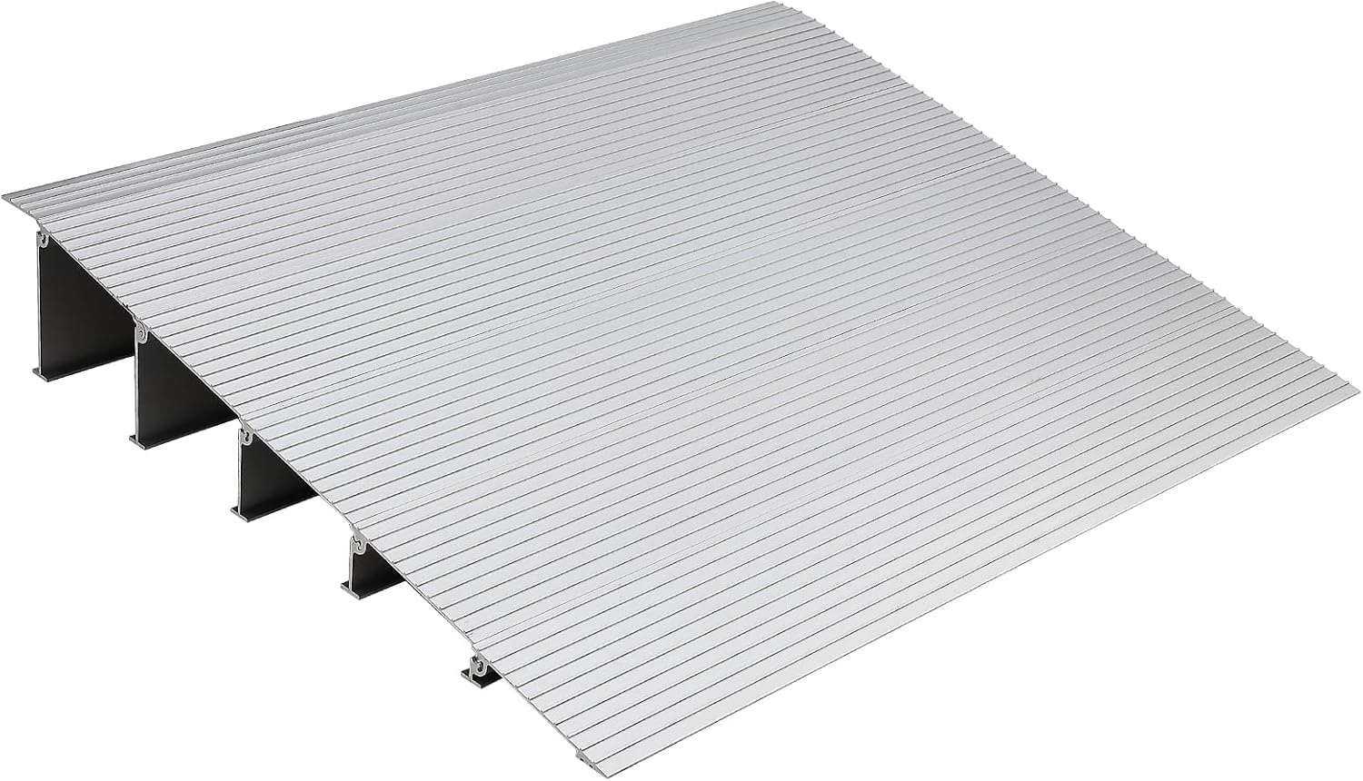 GarveeLife Curb Ramp 5 in Rise Entry for Doorways - Aluminum Portable Self Supporting Ramp, Non-Slip Surface, 800 LBS Load Capacity, Adjustable Threshold, Suitable for Wheelchairs, Scooters