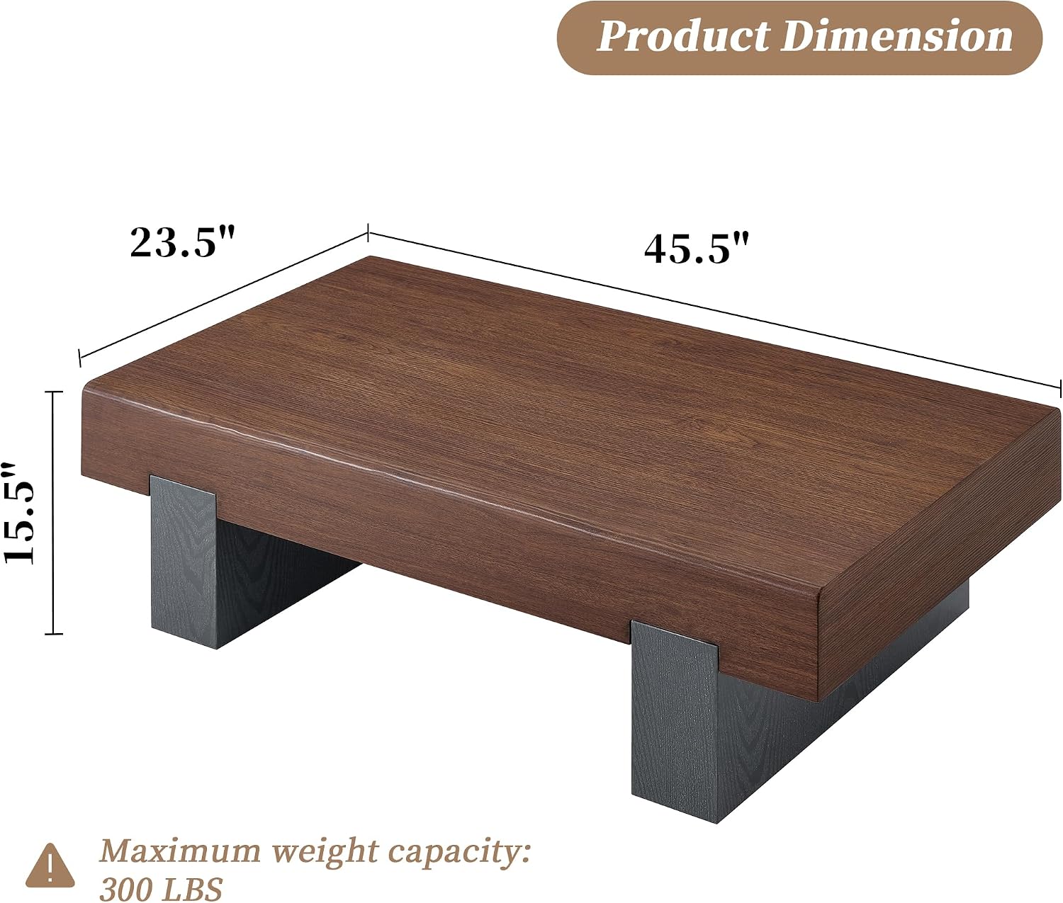 Walnut Wood Coffee Table with Storage Modern Small Coffee Table for Living Room Rectangle Farmhouse Center Table Thick Tabletop
