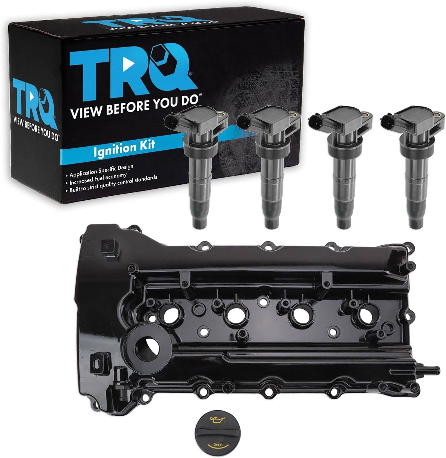 TRQ Ignition Coil Kit 4 Piece Compatible with 2011-2014 Hyundai Sonata 2011-2013 Tucson 2010-2013 Kia Forte Forte Koup 2011-2015 Optima Sportage