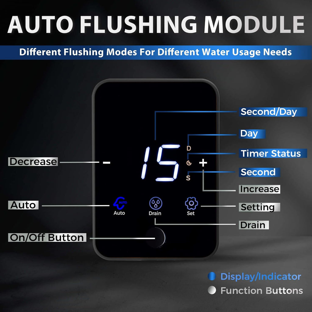 iSpring WSP50ARJ-BP Whole House Water Filter System Prefilter, Auto Flushing Spin Down Sediment Filter for Well Water, Integrated Bypass, 4-Mode Touch-Screen, Reusable, Jumbo Size, 50 Micron