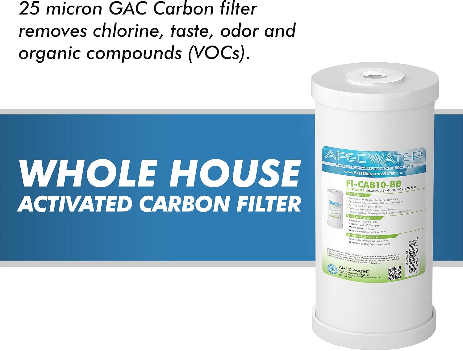 APEC Water Systems 10' Whole House High Flow GAC Carbon Replacement Water Filter (FI-CAB10-BB) (Pack of 2)