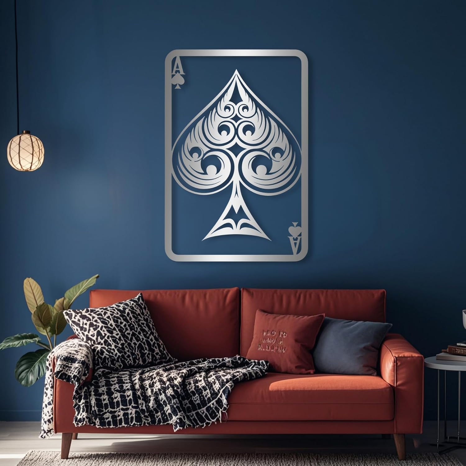 Aportif Metal Ace Of Spades Wall Decor, Ace Of Spades Card Wall Art, Poker Metal Wall Decor, Playing Cards Wall Decor, Housewarming Gift, Living Room Wall Decor (Black, 35x24 in / 90x60 cm)
