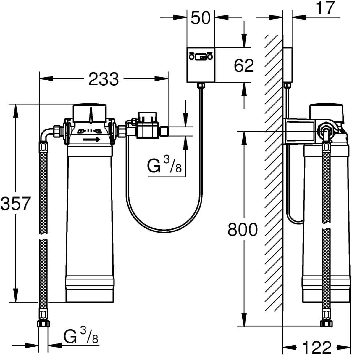 GROHE 40438001 Blue Replacement Water Filter with Head 158.5 Gallon Capacity