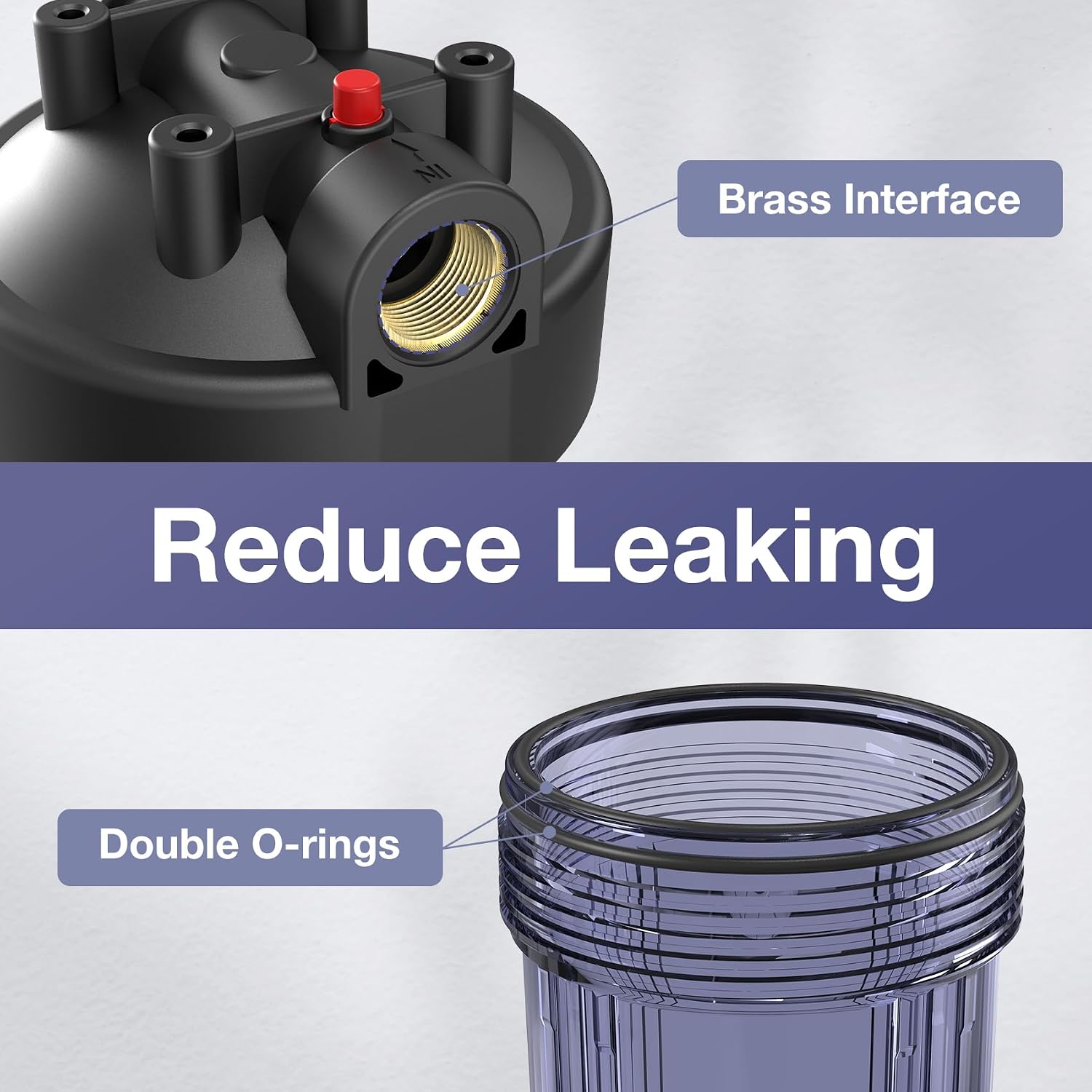 SimPure Whole House Water Filter System, 2 Stages Clear 10' x 4.5' Home Water Pre-Filtration with Carbon and Sediment Filters, Reduce Odor, Chlorine, Taste, Iron, 1' NPT Brass Port, BPA Free