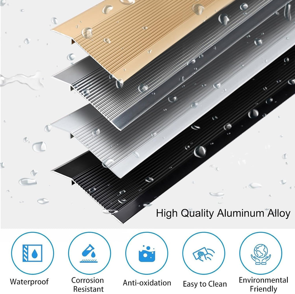Floor Transition Strip 4 Inch Wide Threshold Ramp, Aluminum Thresholds for Doorways, Kitchen Bedroom Bathroom Doors Reducer Gap Cover, Suitable for Threshold Height Between 0.4-1.4 Inch(Gray,4pcs)