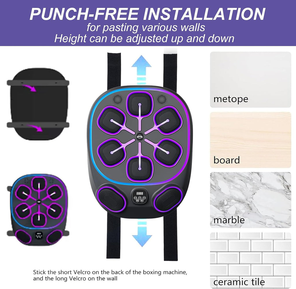 Smart Music Boxing Training Machine, Home Wall Mounted Workout Equipment, Lights Dummy Punching Bag Boxing Machine