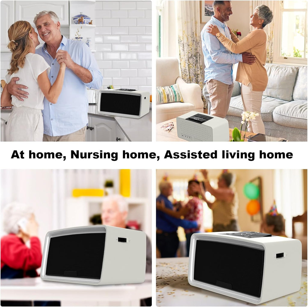 Simple Music Player for Elderly, Easy Audiobook Player with 32GB TF Card & Card Reader for Dementia, Alzheimers, Visually Impaired, Low Vision Patients, Wired - GrayishWhite