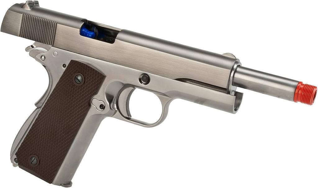 Evike Airsoft - WE-Tech Gen2 Metal Airsoft 1911 GI Full Size GBB Airsoft Pistol (Color: Silver/Gas) - (PID: 32730)