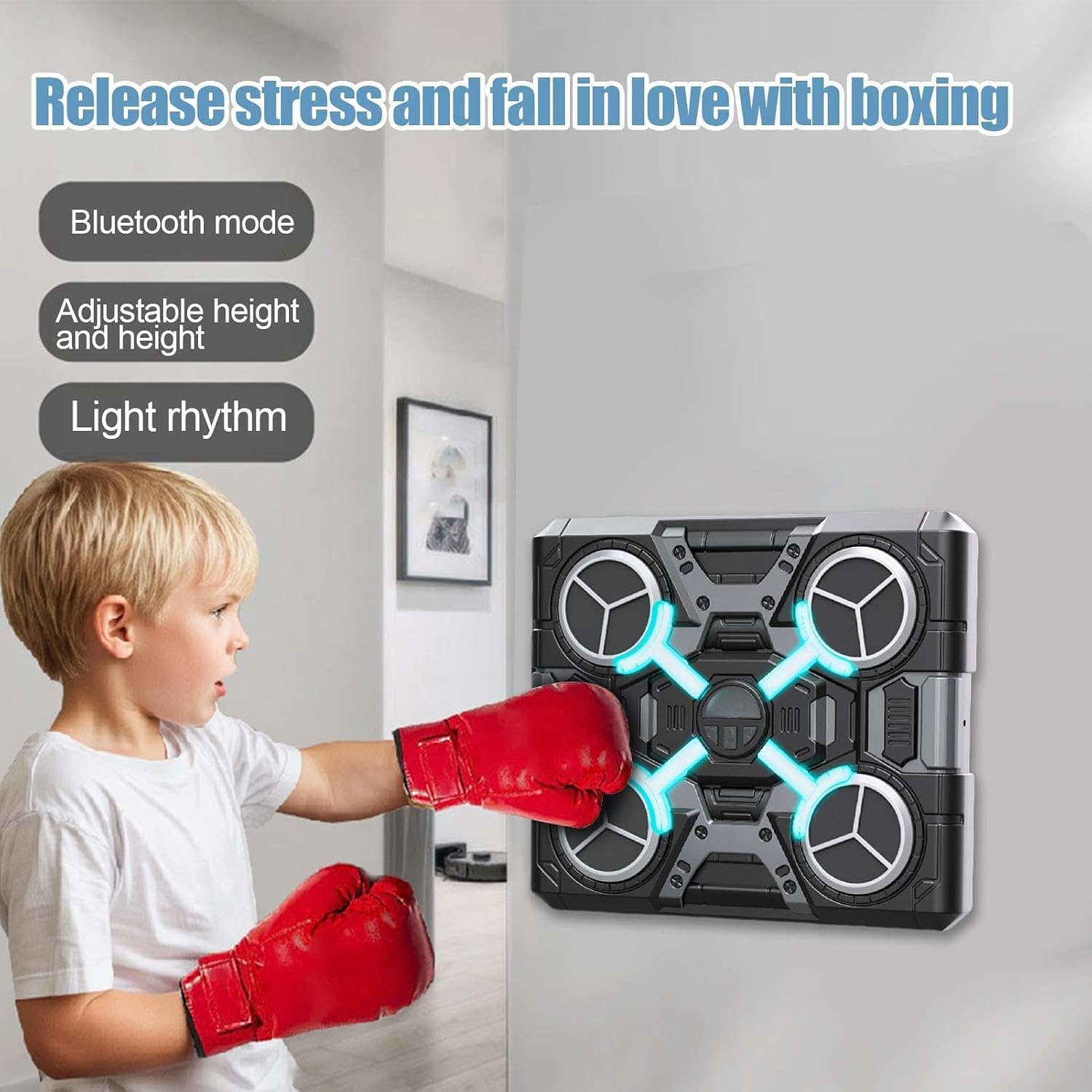 Interactive Boxing Game - High Energy Boxing Equipment, Digital Boxing Wall Punching Pads | Multifunctional Music Punch Machine, Musical Wall Boxing Machine with Gloves